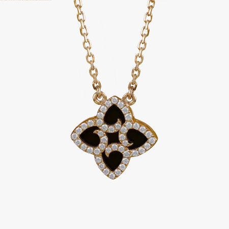 Four-Petal Nyx Onyx Jewelry Necklace
